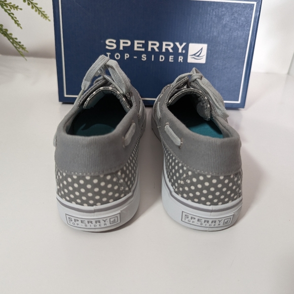 NIB Sperry Women's Top sider Gray & White Polka Dots Size 9 - Picture 7 of 9